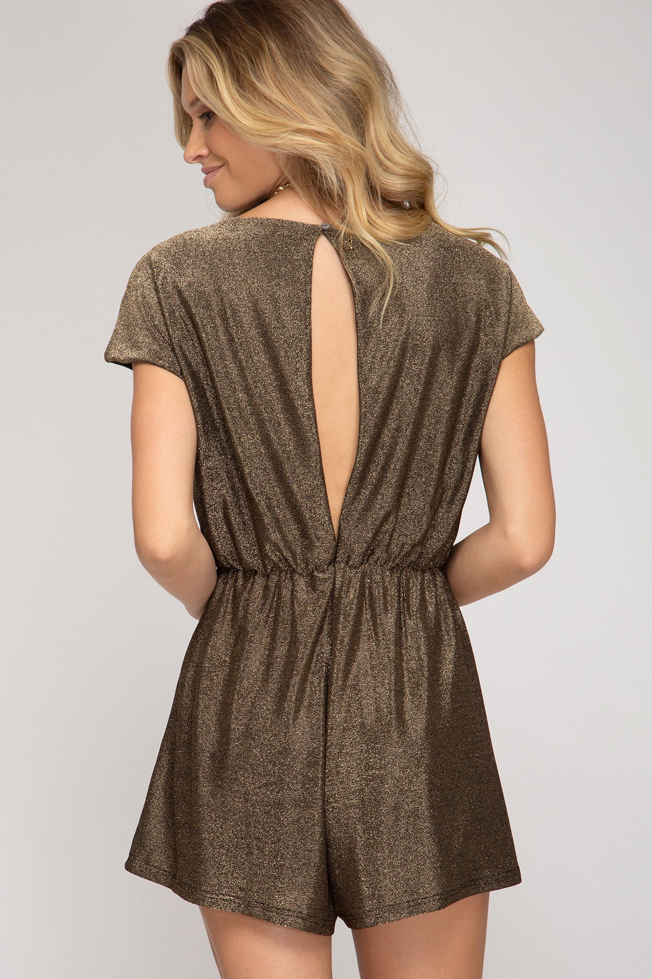 Gold Metallic Knit Romper