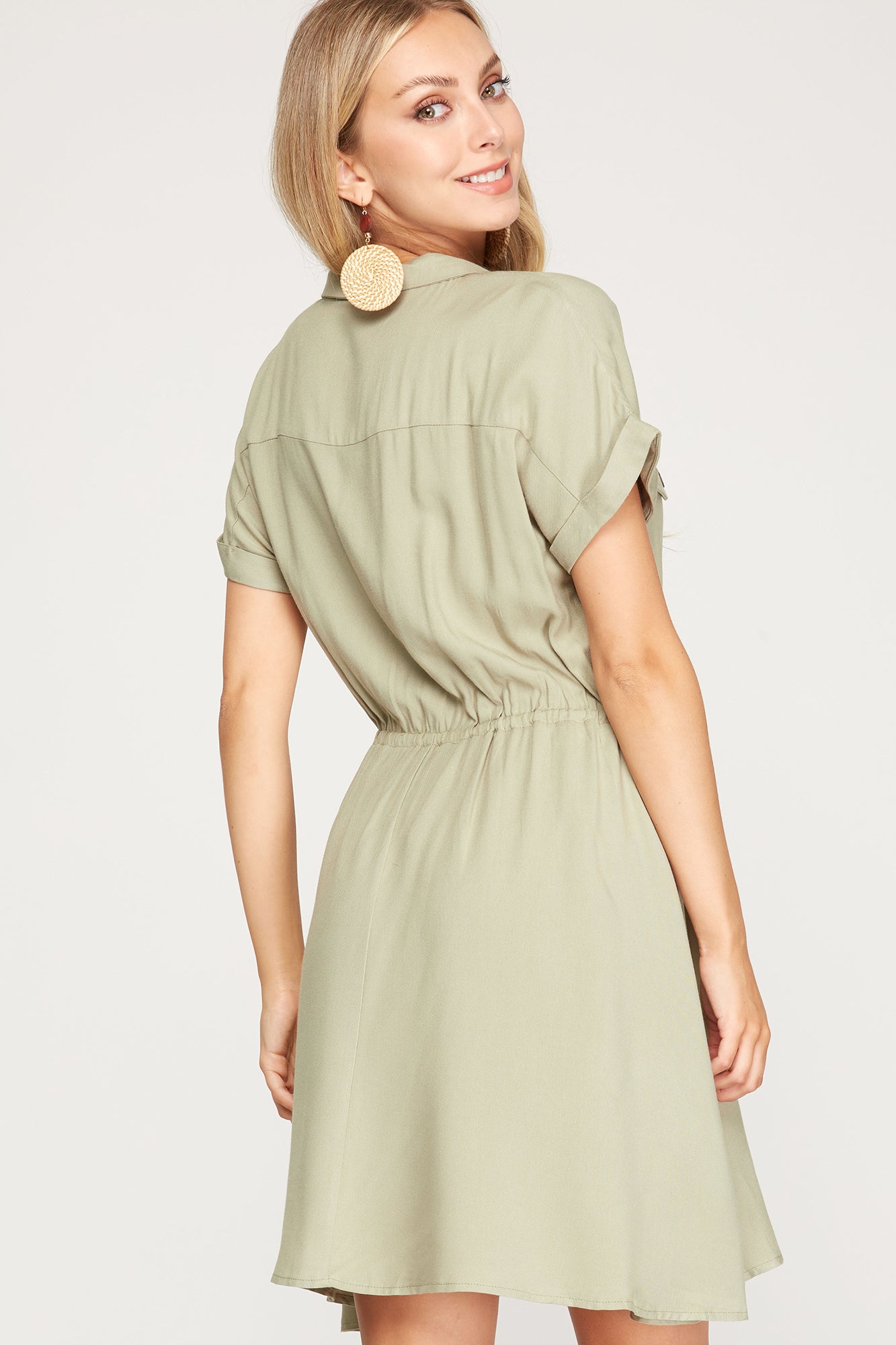 Light Olive Button Down Dress