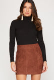 Chestnut Faux Suede Mini Skirt