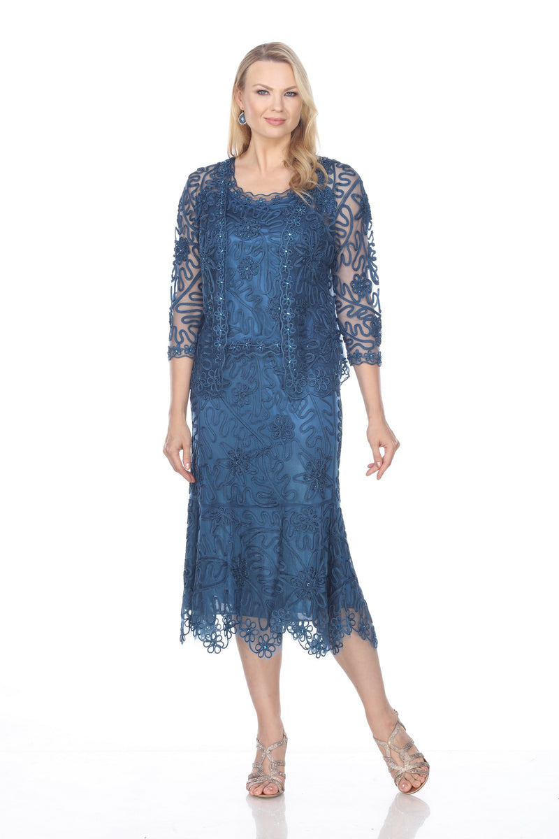 Soutache 3pc T-Length Lace Evening Dress Suit – Soulmates