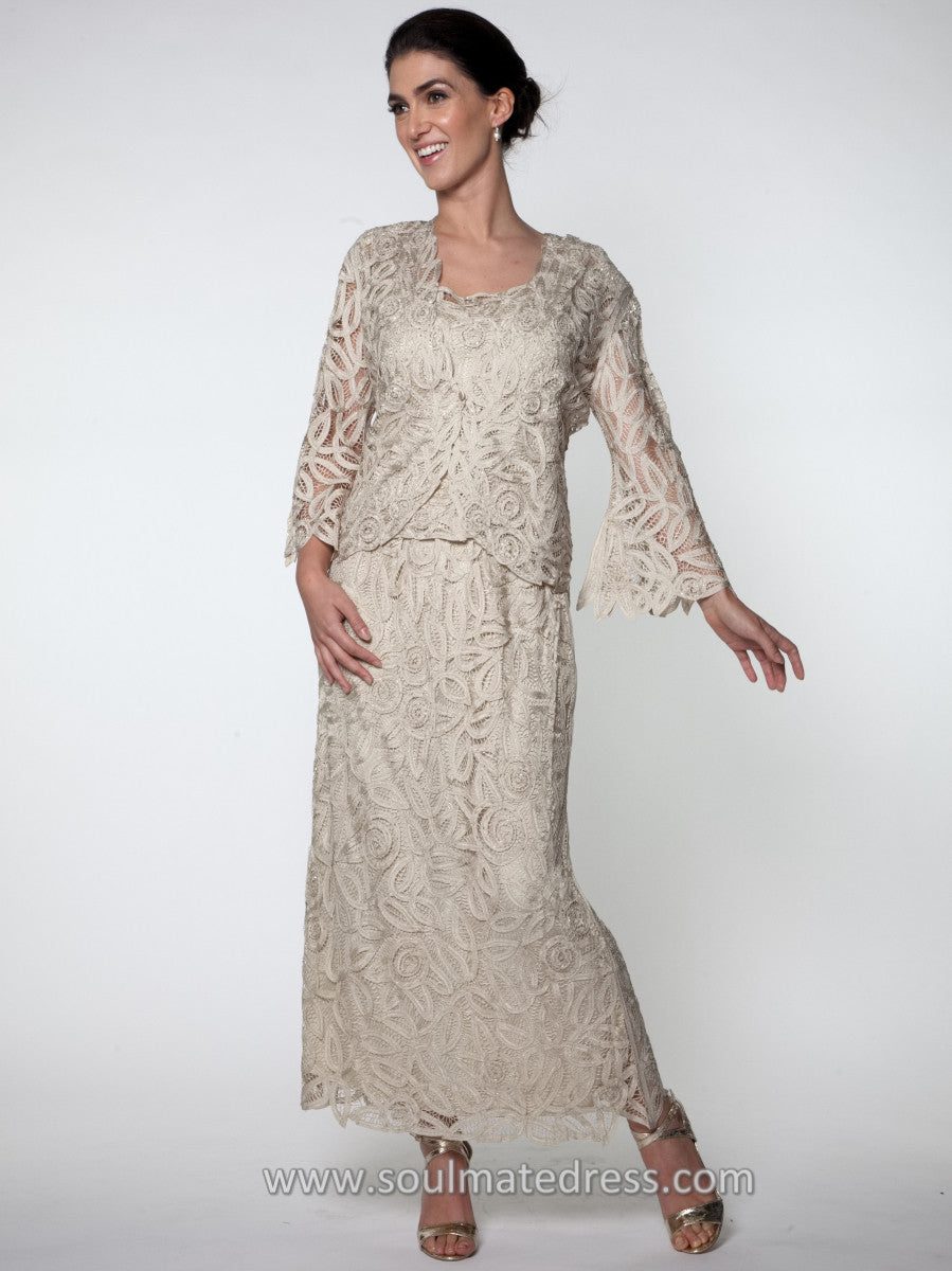 bell sleeve evening gown