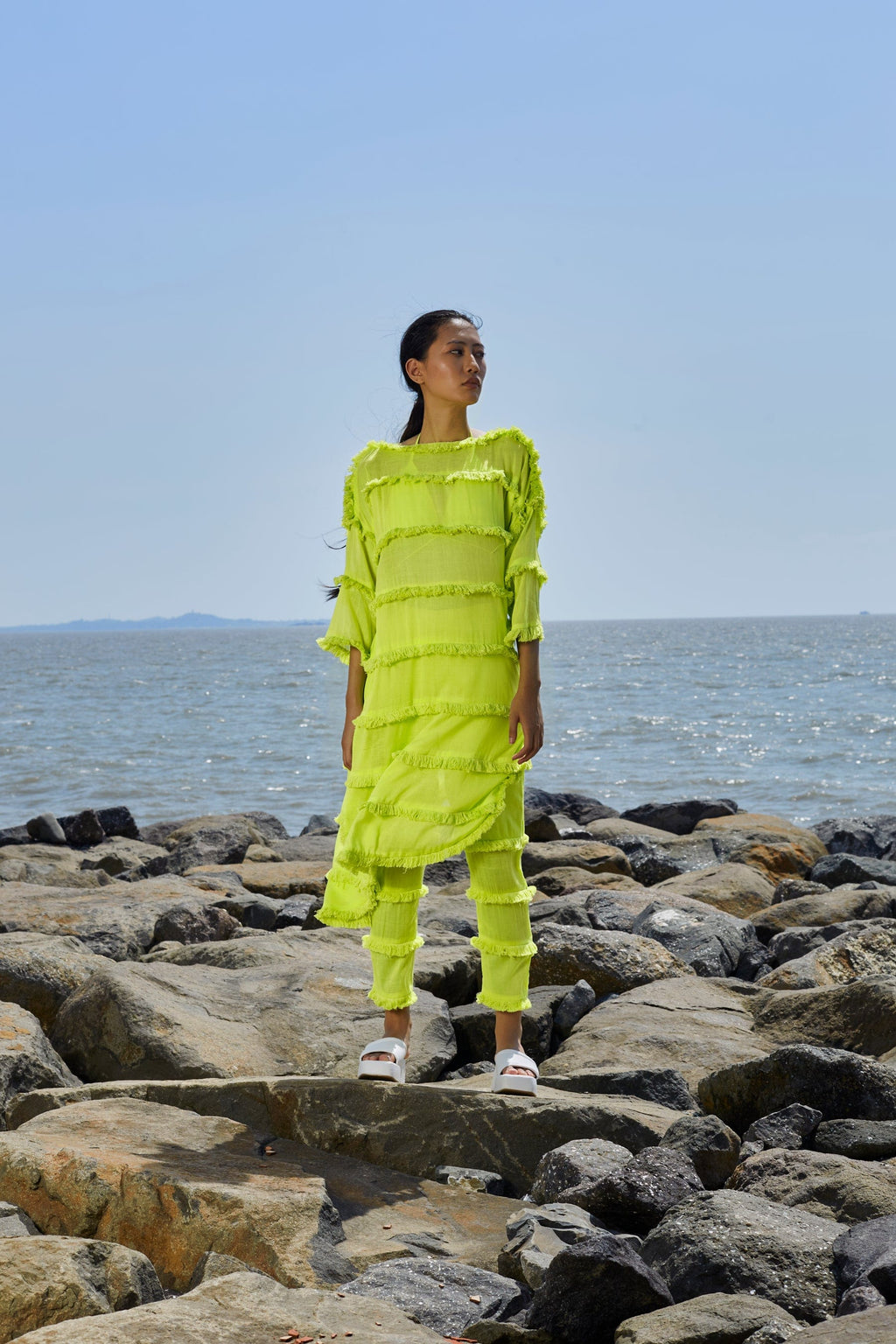 Neon Green Tassle Tier Tunic Set – Mati
