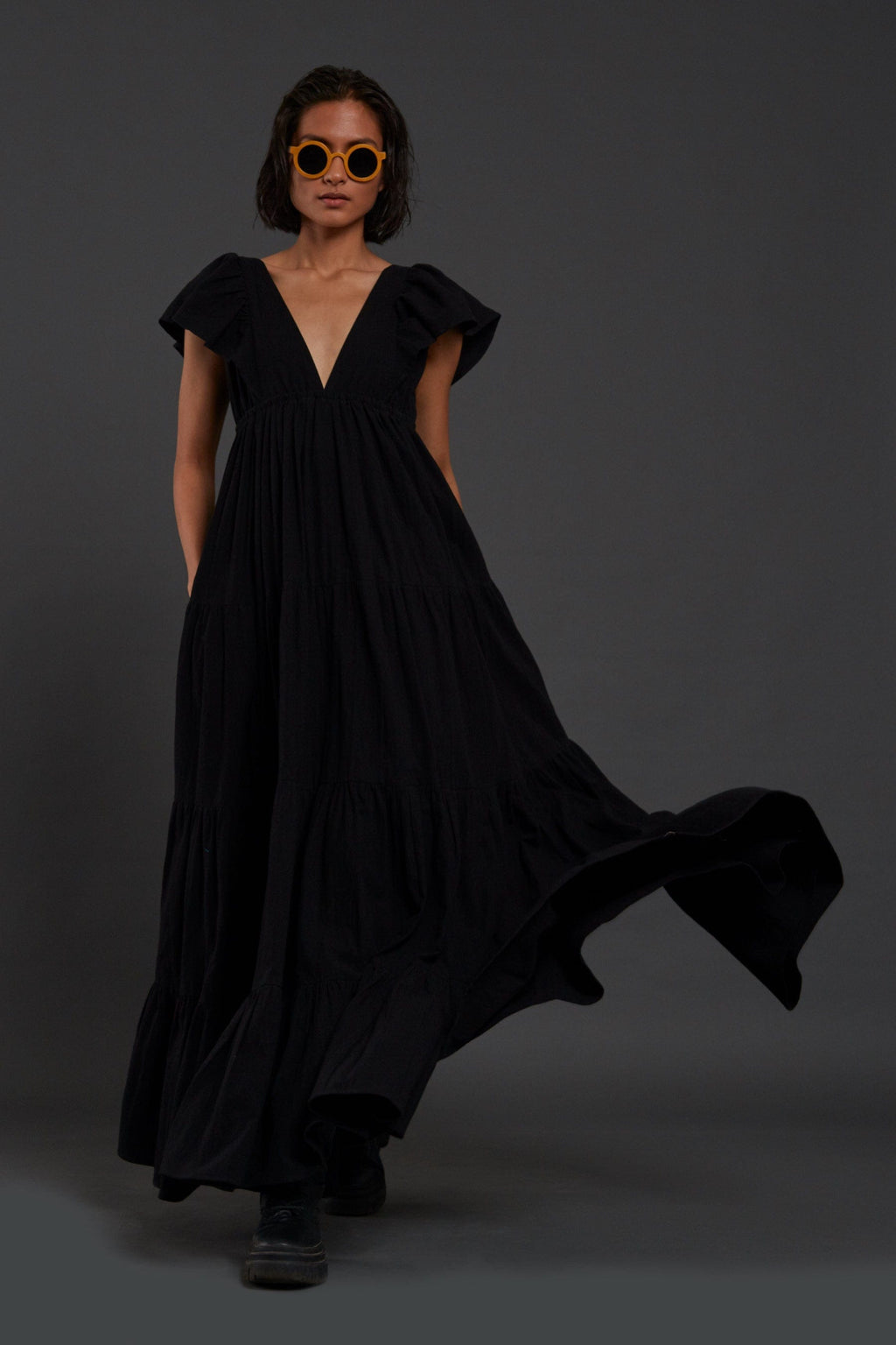 Black Tiered Shirt Dress – Mati