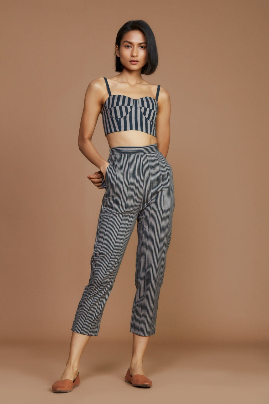 Grey with Charcoal Striped Corset – Mati