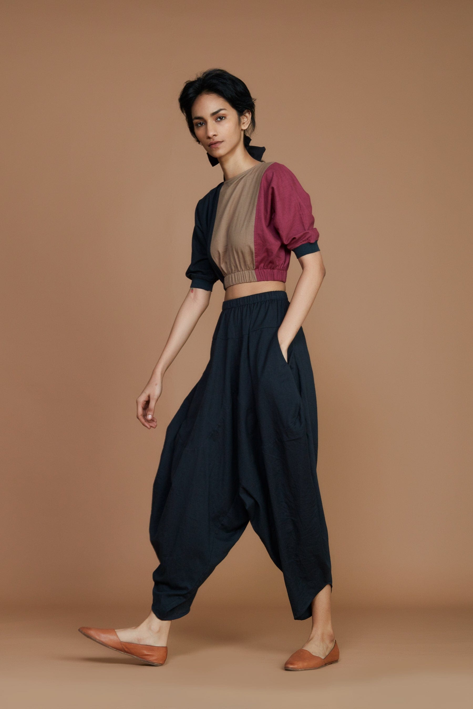 meer. メーア WRAP BALLOON PANTS チャコール-