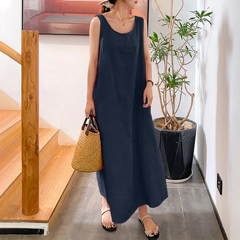 Oversized Cotton Linen Long Dress for Women - Summer Fashion - Image 10