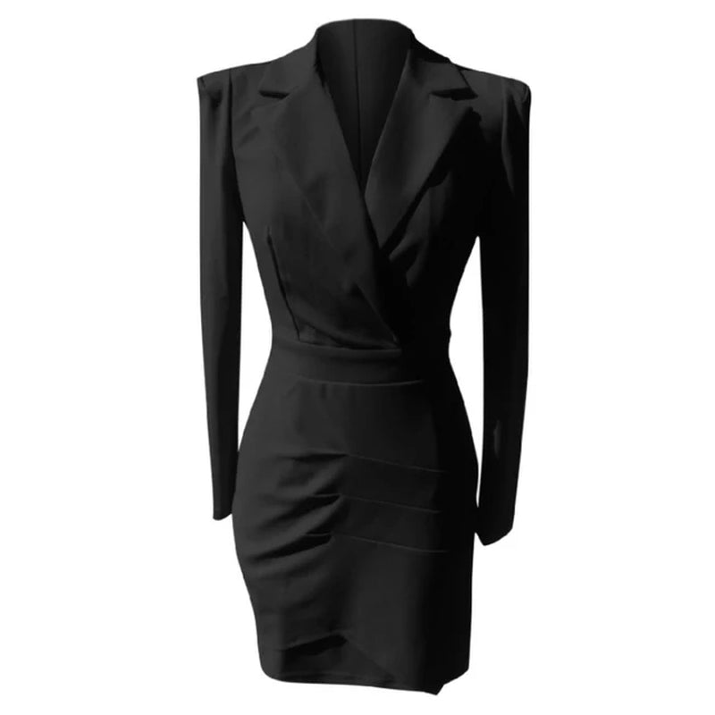 Elegant Lapel Blazer Dress Suit Jacket for Women