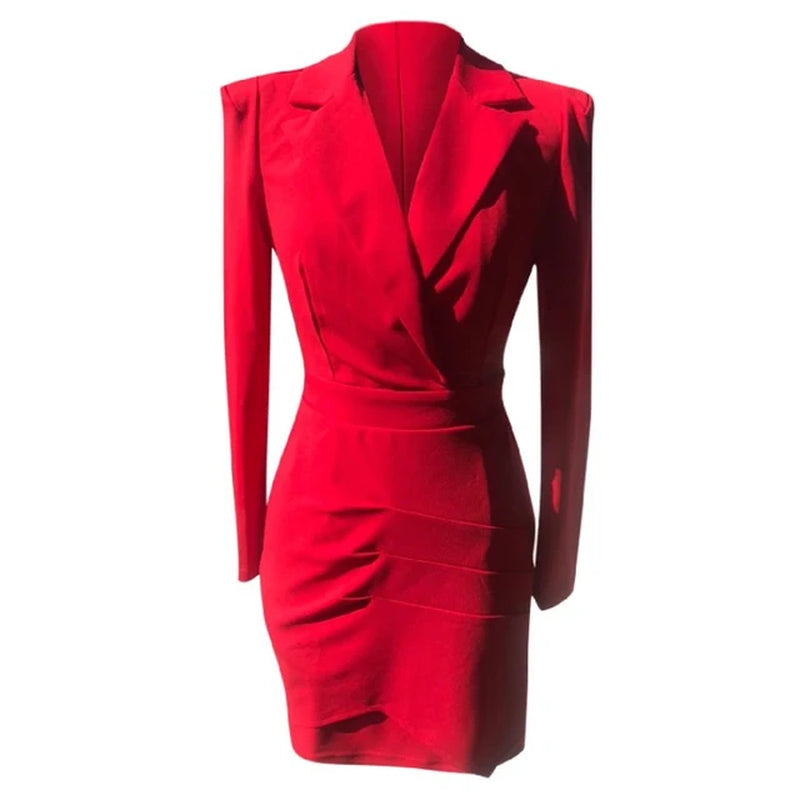 Elegant Lapel Blazer Dress Suit Jacket for Women