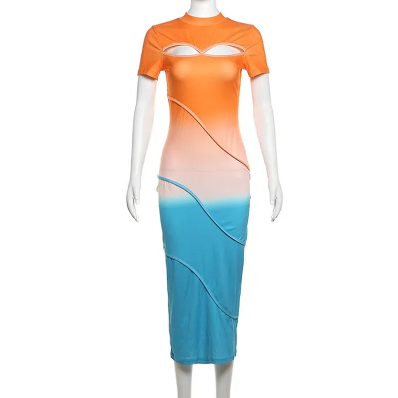 Women's Gradient Bodycon Dress: Sexy Clubwear for Summer Parties