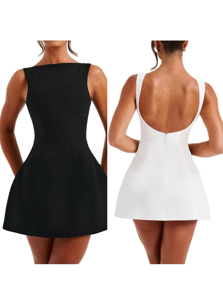 Stylish Sleeveless Open Back Mini Dress for Women's Summer - Image 8