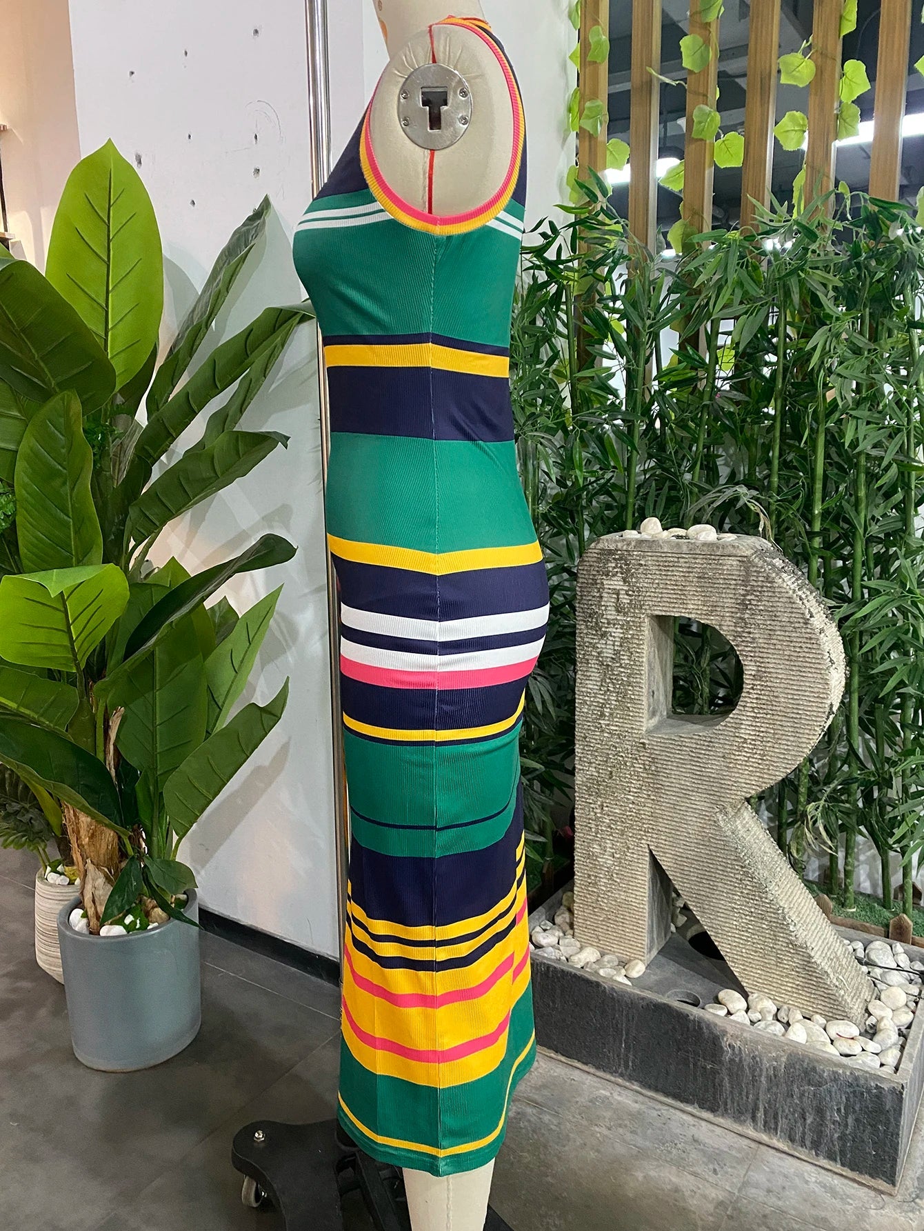 Striped Bodycon Sleeveless Maxi Dress for Girls Party Club - Image 6