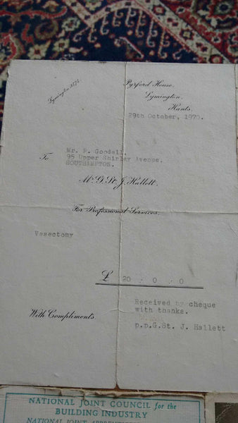 Receipt of Failed Vasectomy