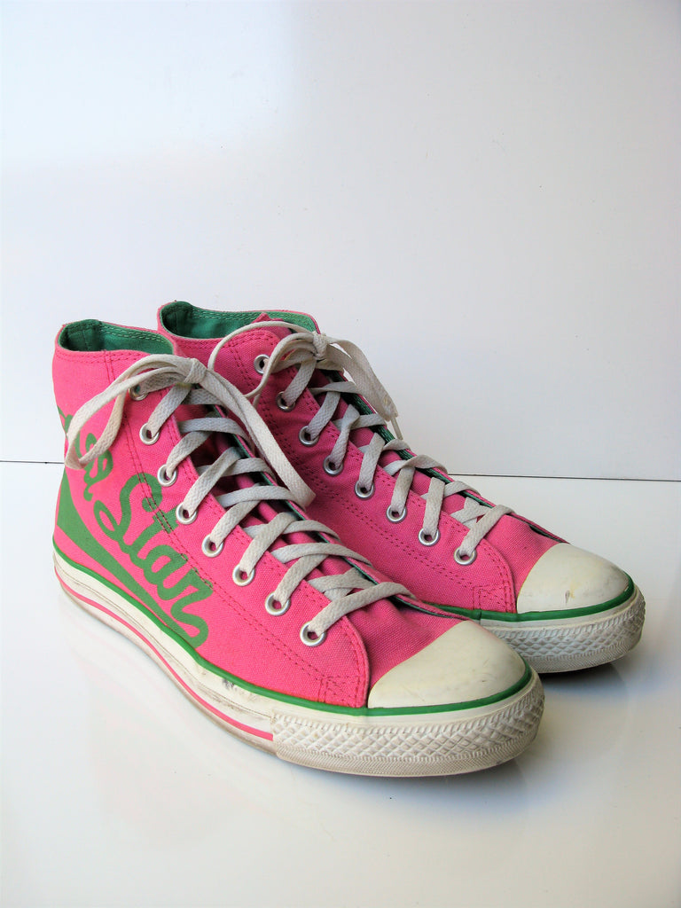 pink and green converse all star