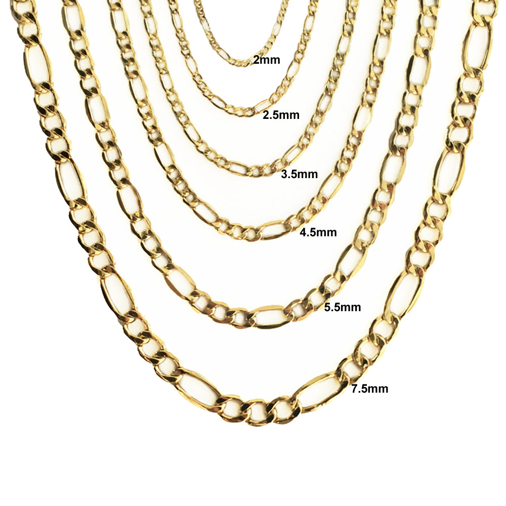 Joule Shop 14K Hollow Yellow Gold Figaro Link Chain Necklace