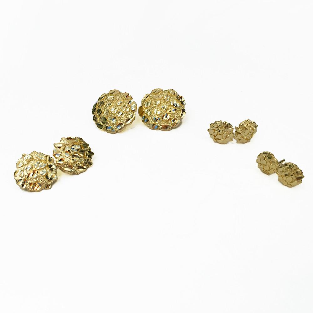 Joule Shop 10K Solid Yellow Gold Circle Nugget Stud Earrings