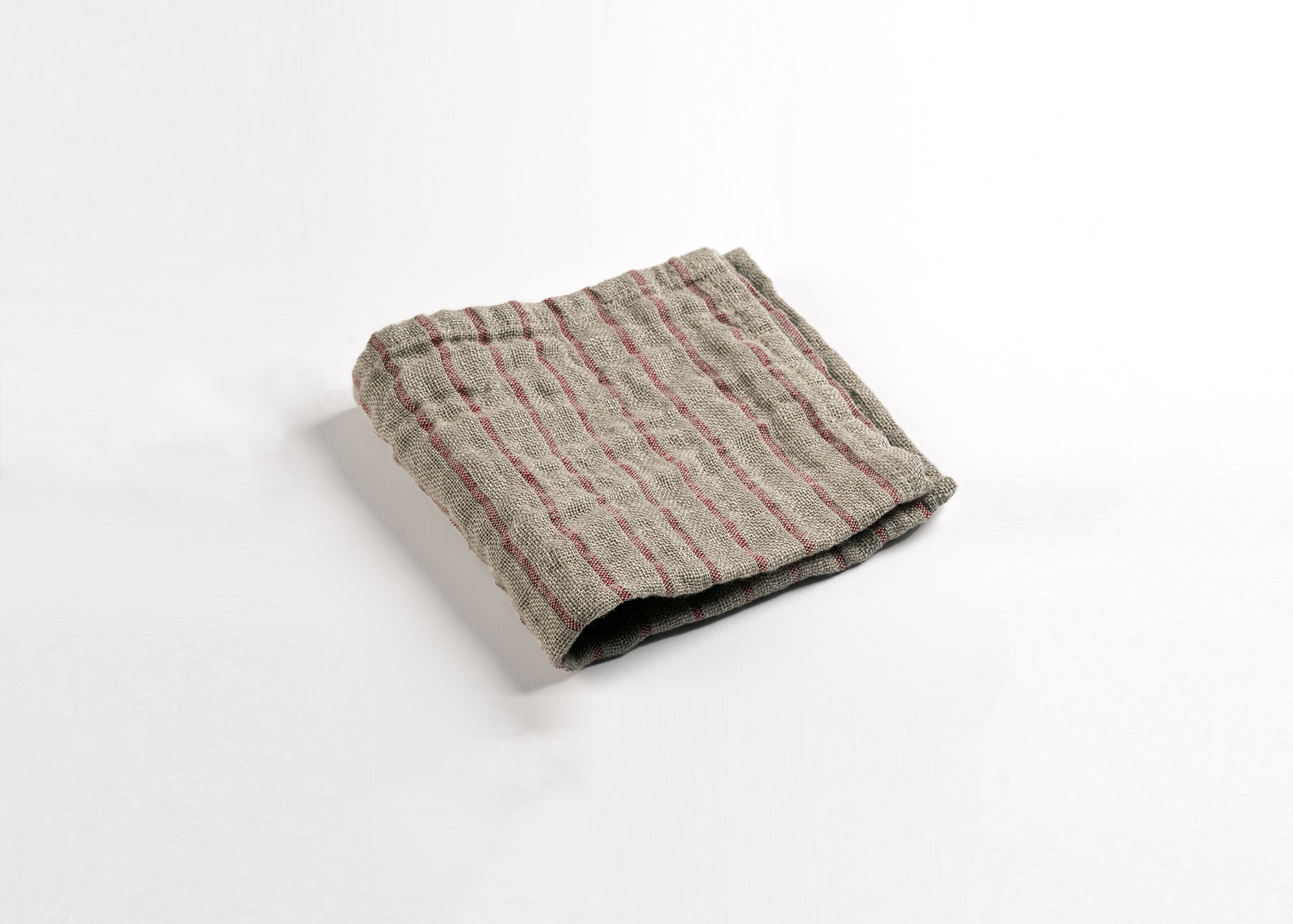 two-ply red stripe linen washcloth
