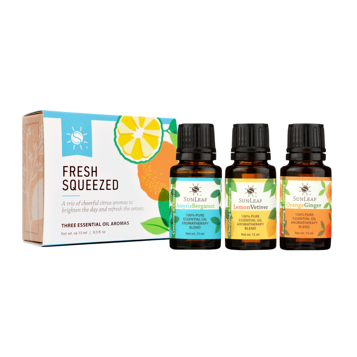 SunLeaf Naturals Fresh Squeezed Essential Oil Aroma Trio