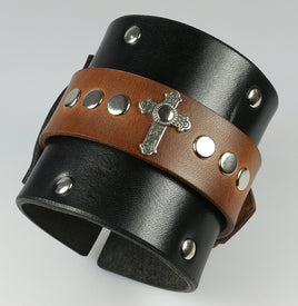 Wide leather cuff Men039s Johnny Depp style bracelet extra class genuine  wristband  eBay