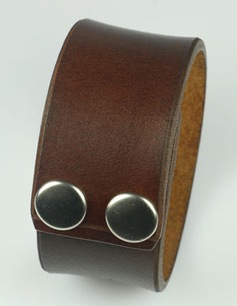 1 5/8 Wide Plain Black Leather Wristband