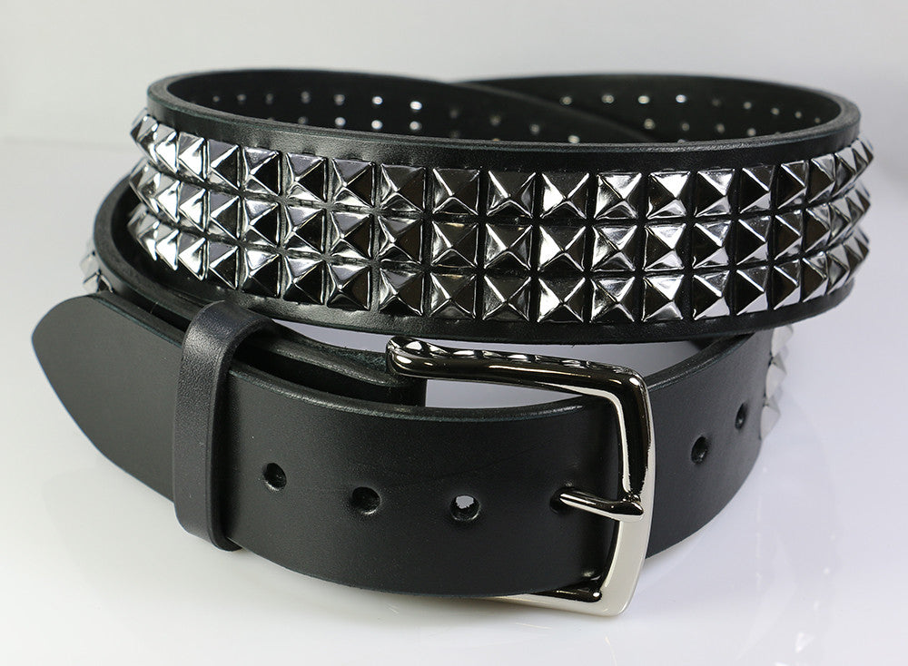 Wide 3 Row Pyramid Studded Belt 1.75