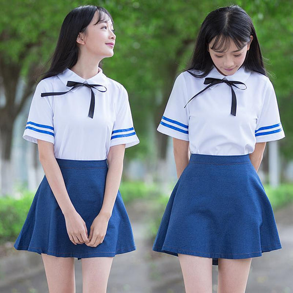 Japanese Students Shirt + Skirt Two-Piece Outfit SE7604 – SANRENSE
