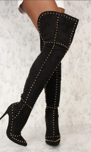 thigh high studded boots