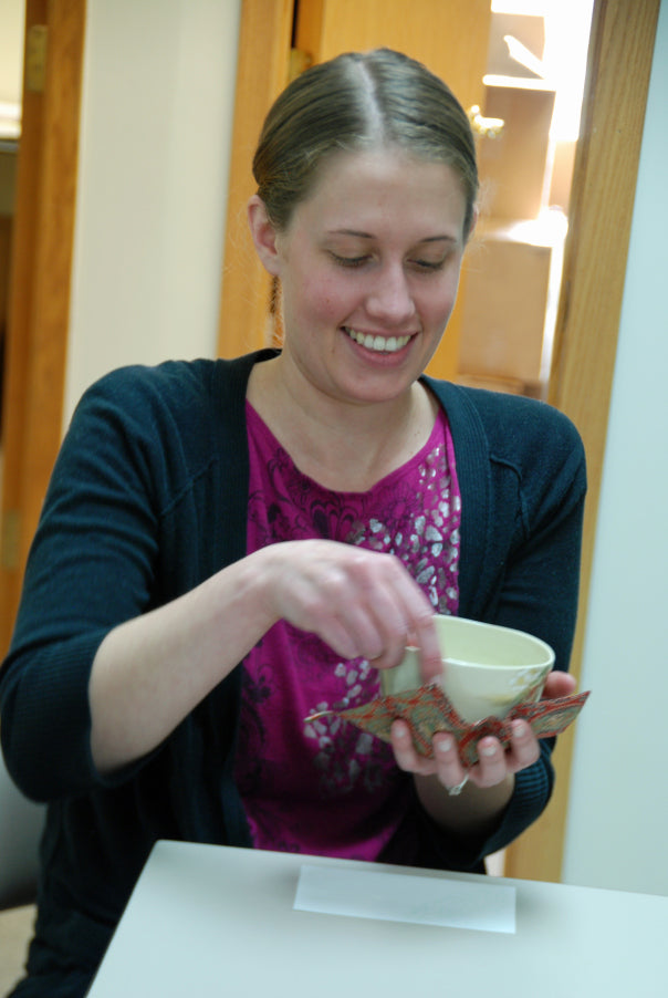 Sarah, learning to turn the bowl.