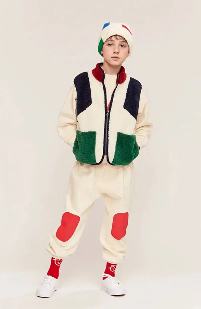 Children's Jacket 2025 Winter New Fashionable Thickened Warm Splicing Boys' Jacket Pure Cotton Plush Versatile Children's Vest Trikidsworld