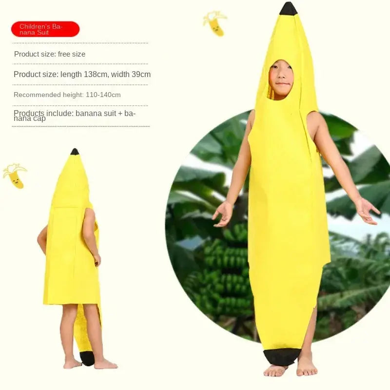 Kids Halloween Banana Costume Fruit Outfit Stage Performance Clothes Parent Child Matching Kindergarten Role Play Decoration Trikidsworld