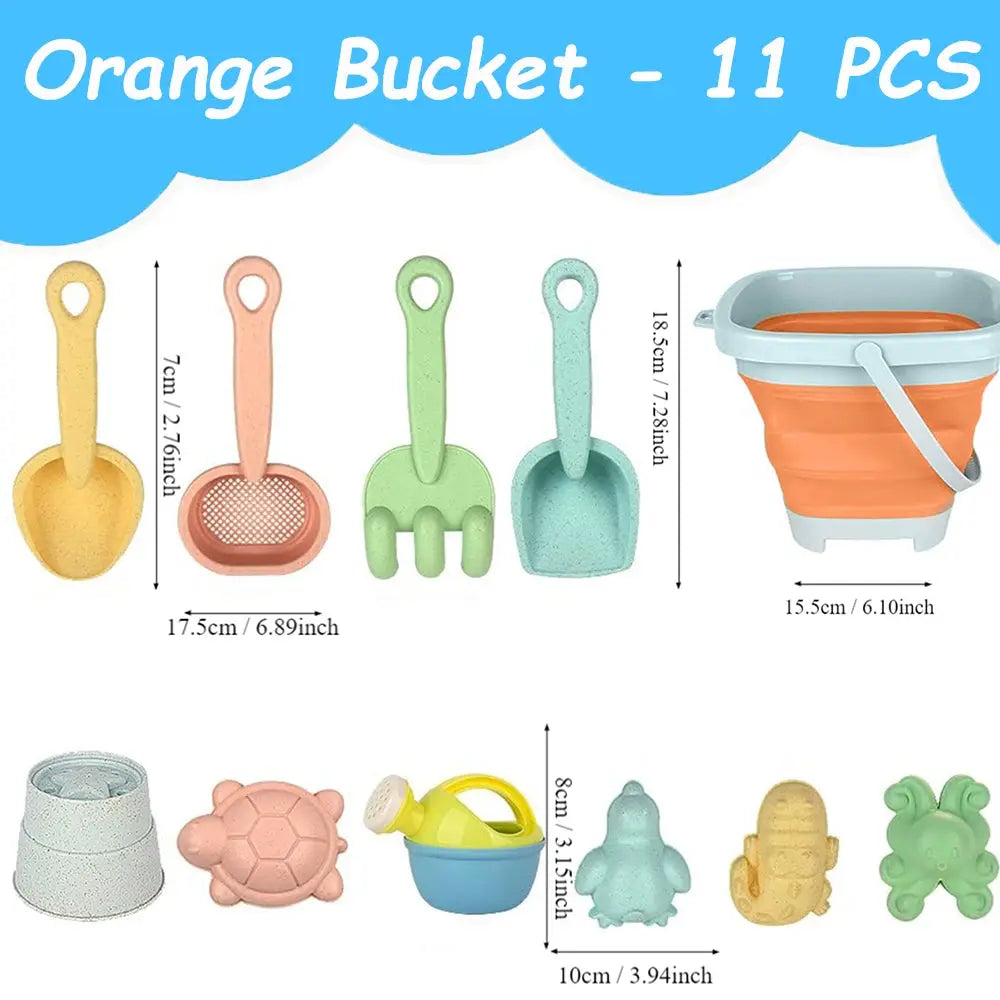 Kids Beach Sand Toys Set 11Pcs  – Shovel, Molds & Bucket for Outdoor Fun Trikidsworld