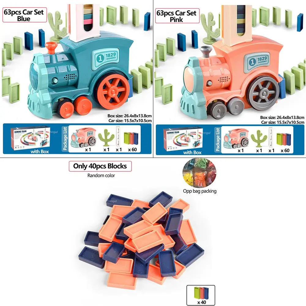 Domino Train for kids Automatic Laying Electric Car Colorful Dominoes Set Brick Blocks Kits Games Educational Toys Girl Boy Gift Trikidsworld