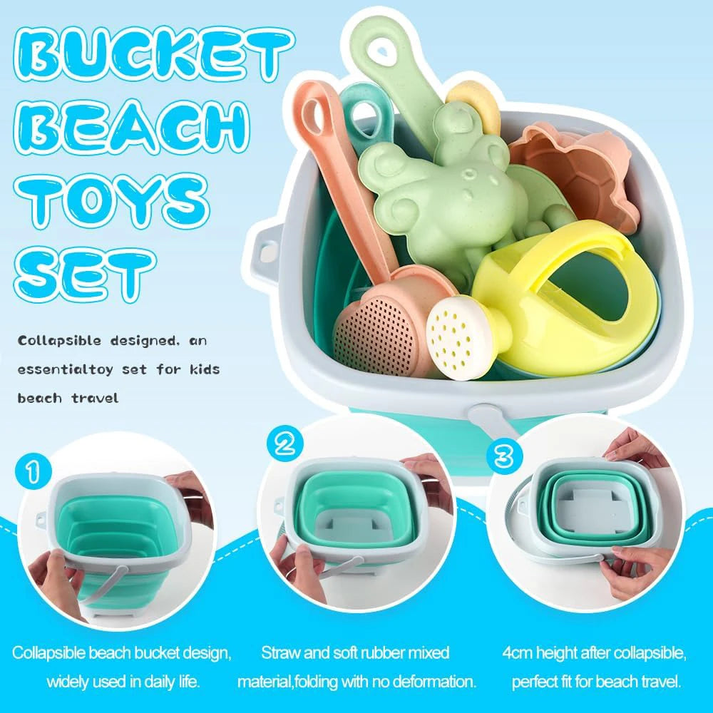 Kids Beach Sand Toys Set 11Pcs  – Shovel, Molds & Bucket for Outdoor Fun Trikidsworld