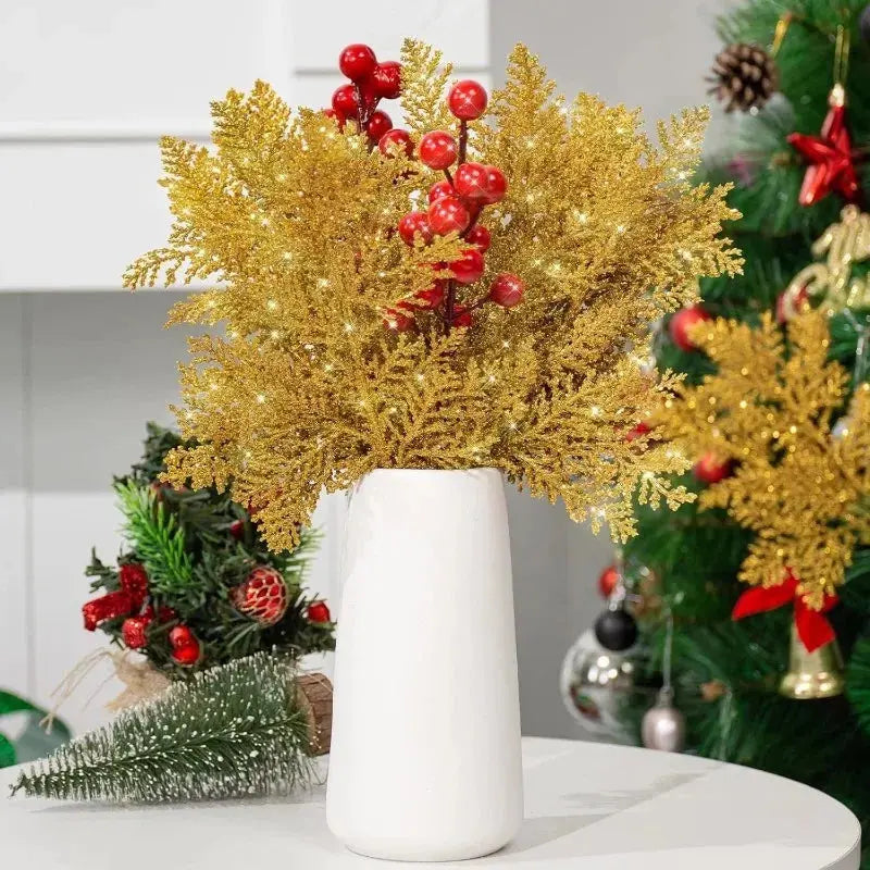 5Pcs Artificial Christmas Decor Pine Needle Home Room Decoration Christmas Tree Hanging Accessories Navidad Party New Year Decor Trikidsworld