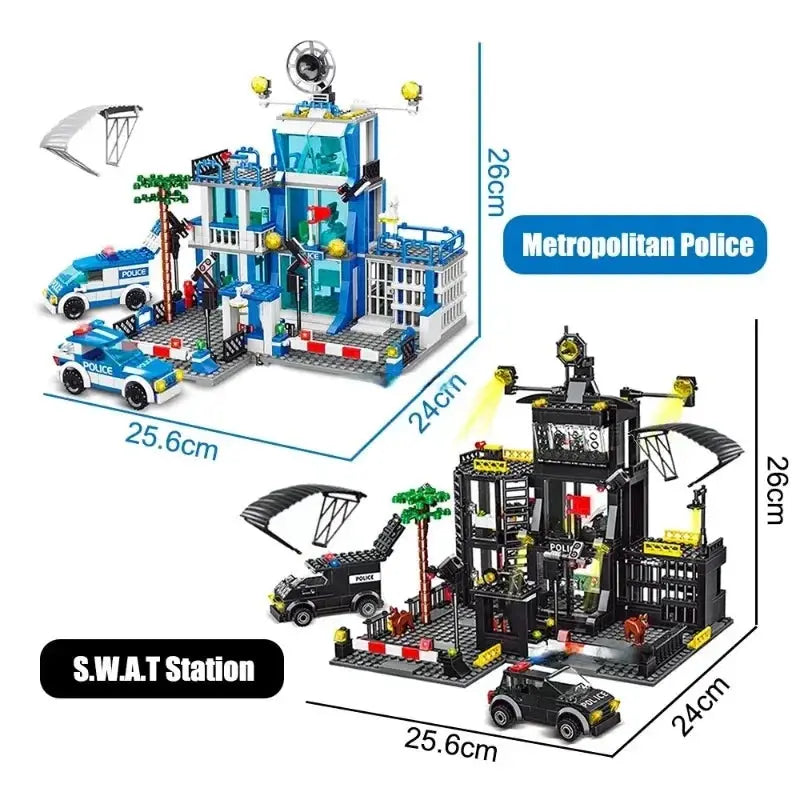 SWAT Police Station Military Building Blocks City Model Set Prison Car Policeman Boat Figures DIY Brick Toy for Kids Boys Gift Trikidsworld