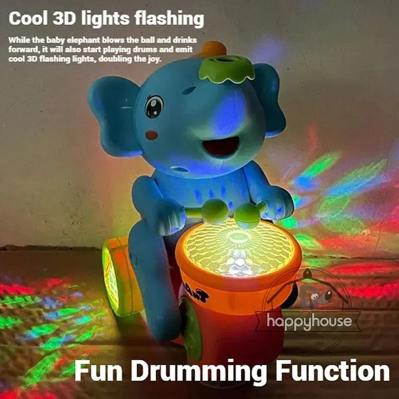 Musical Walking Elephant Drummer Toys for  Kid Musical Toy with LED Light Music Sensory Activity Toys Learning Educational Toys Trikidsworld