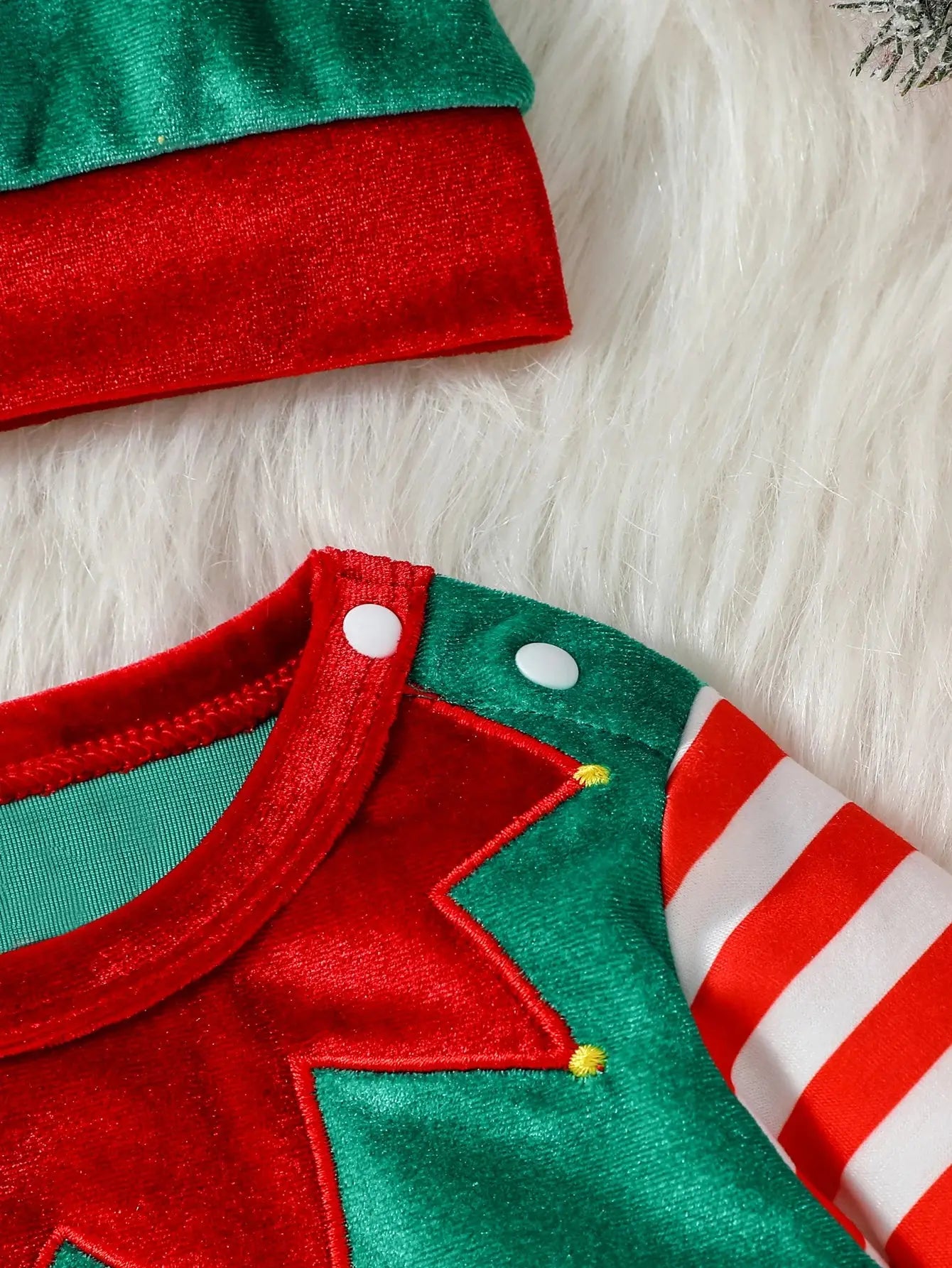 2Pcs Christmas Baby unisex Jumpsuit Newborn Cute  Striped Clothes Autumn Winter Boys Girls Round Neck Long Sleeve Bodysuit+Hat Trikidsworld