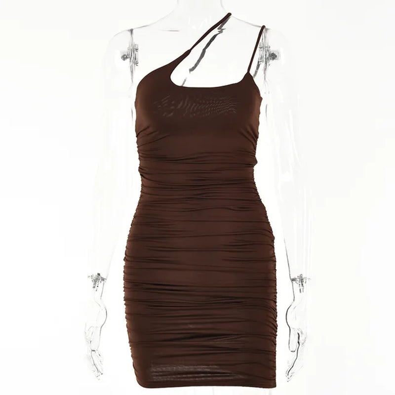 Sexy Spice Girl Diagonal Shoulder Sling Tight Dress