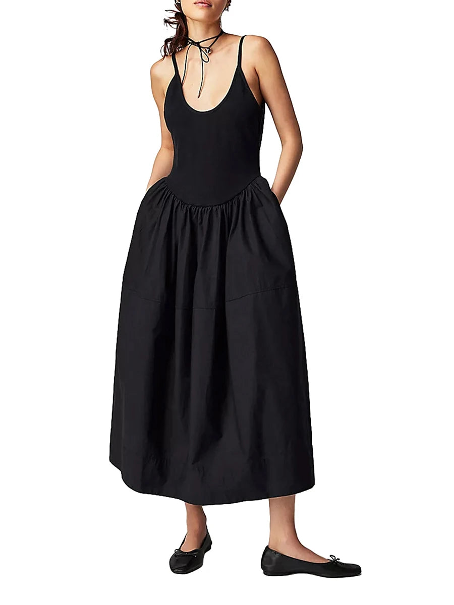 Solid color sleeveless maxi dress with pockets for summer parties - Image 9