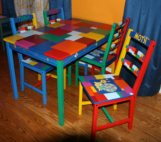 hand painted childrens table and chairs
