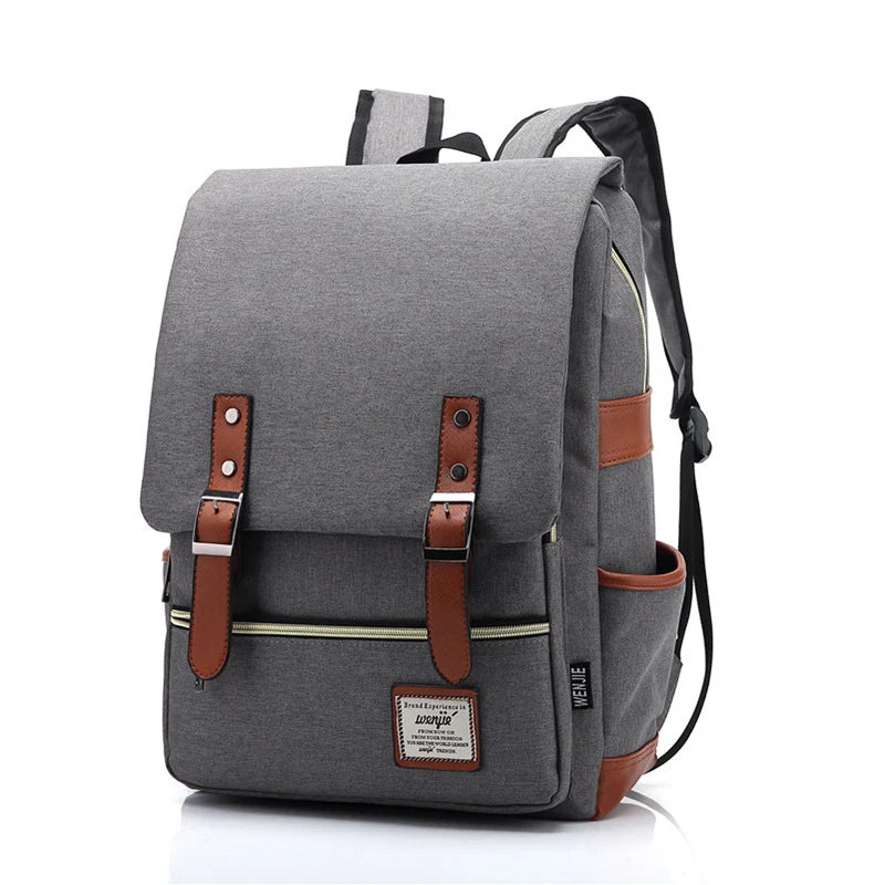 Vintage Oxford Wasserdichter Rucksack Hellgraue Seite
