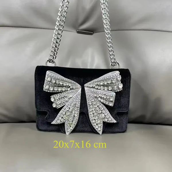 Luxury Brand Small Bow Bag for Women Fashion Bag Butterfly Set Diamonds Designer Mini Chain Shoulder Crossbody Bags Party Gift