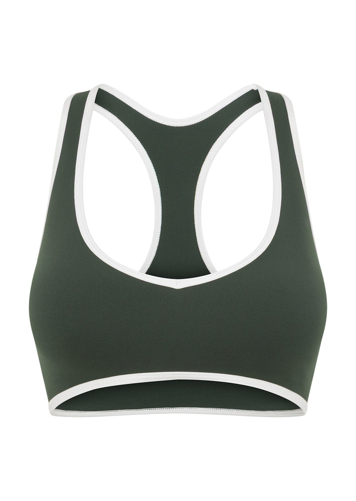 Lorna Jane Retro Sport All Day Sports Bra - Fig Green Image # 5
