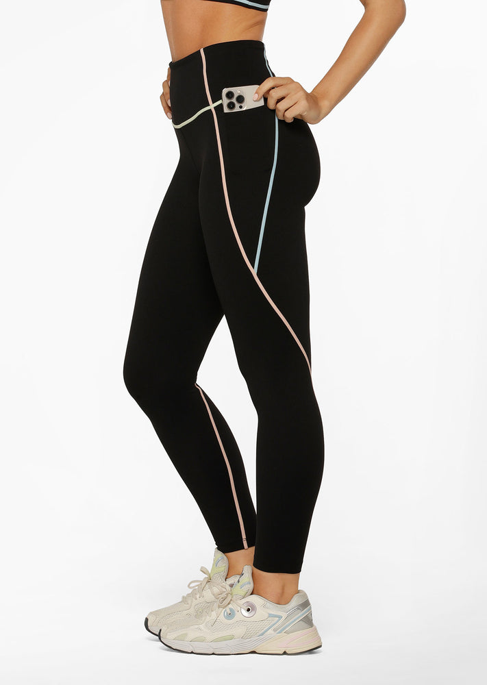 Lorna Jane Pastel Glow Recycled No Chafe Ankle Biter Leggings - Black Image # 3