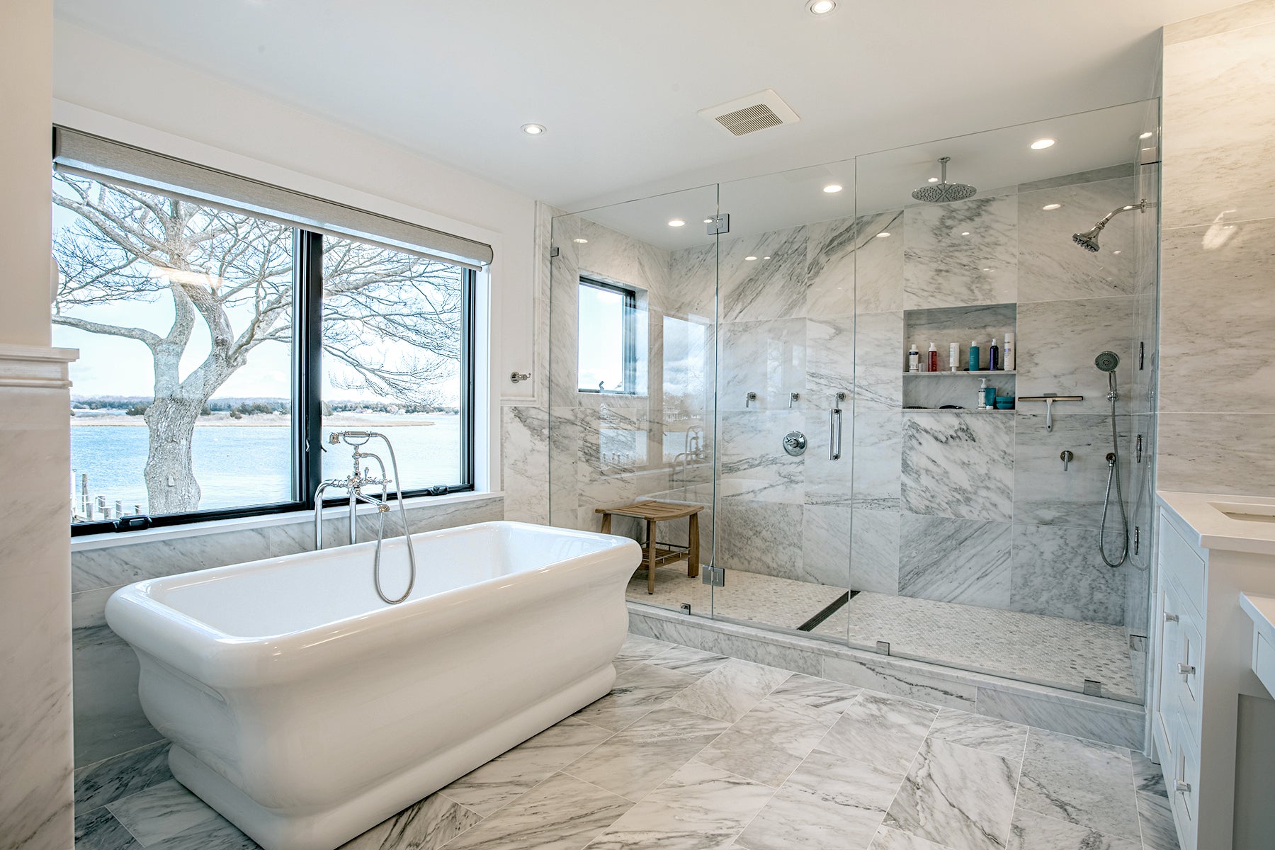 Ocean Blu Designs - Master Bathroom - Modern Coastal and Transitional Designs for New York, Long Island, Connecticut, Hamptons, and Florida. Interior Designers
