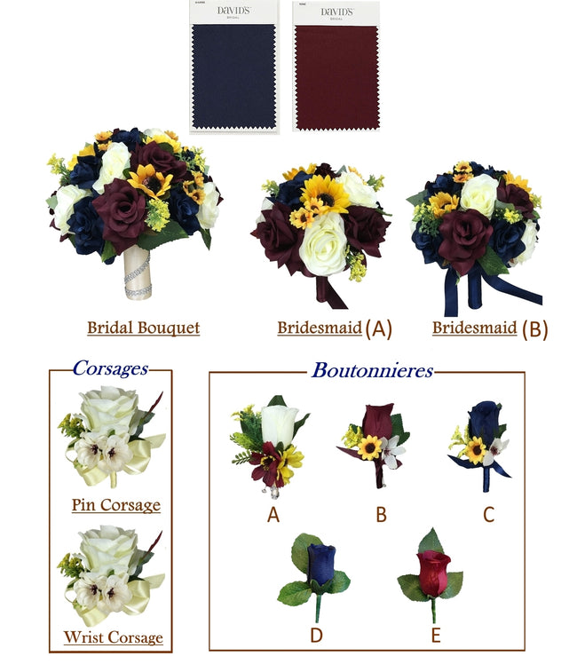 Fall Wedding Marine Navy Wine Burgundy Ivory And Sunflowers Artif Angel Isabella