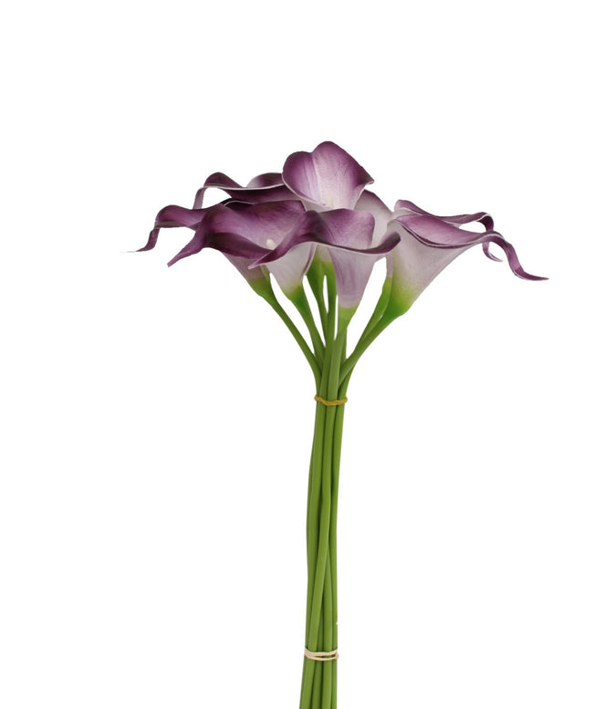 pack of 10-Real touch calla lily Plum Picasso Purple – Angel Isabella