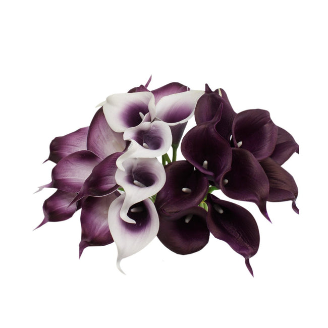pack of 10-Real touch calla lily Plum Picasso Purple – Angel Isabella