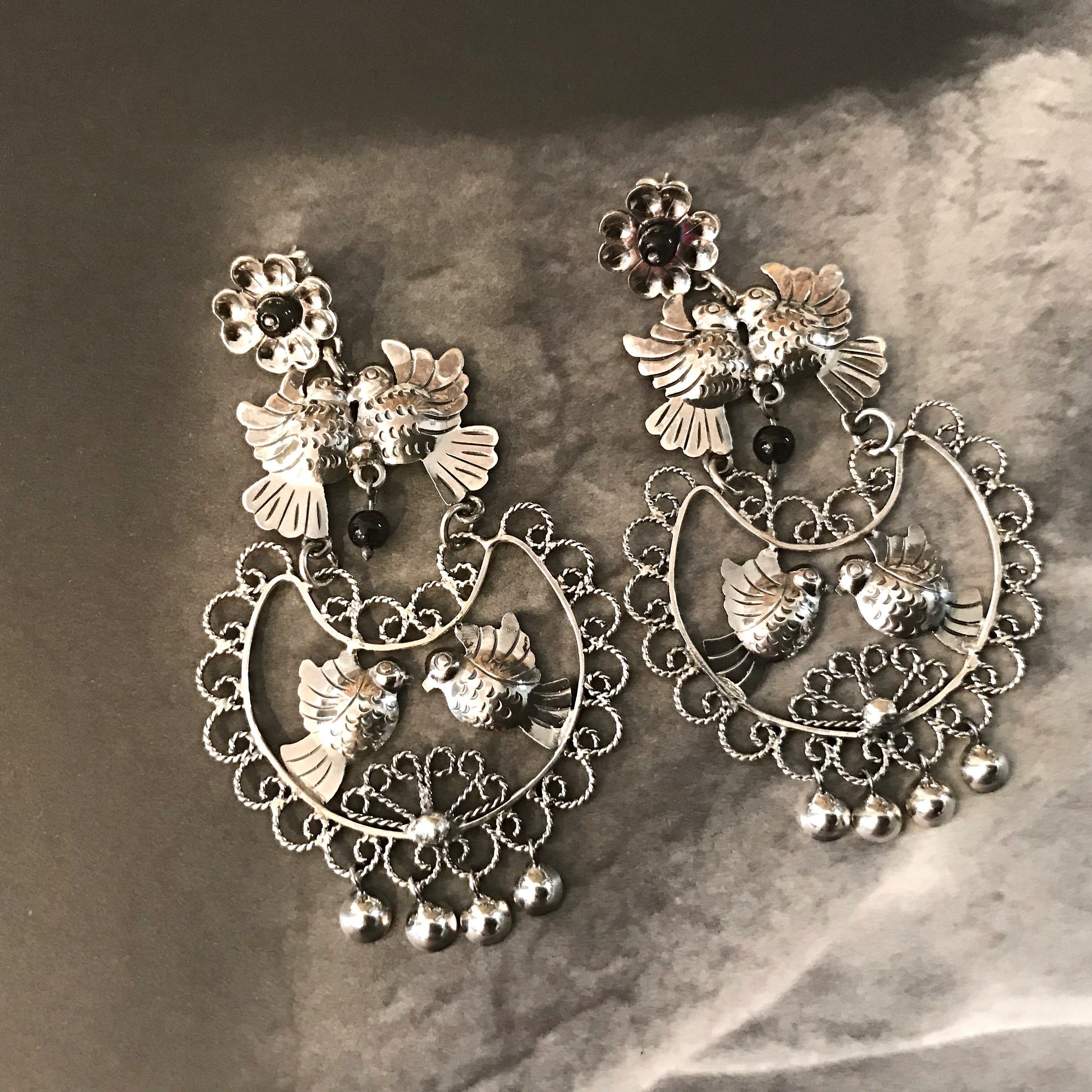 Mexican Handcrafted Sterling Silver Chandelier Earrings 'Three Leaves' -  Road Scholar World Bazaar