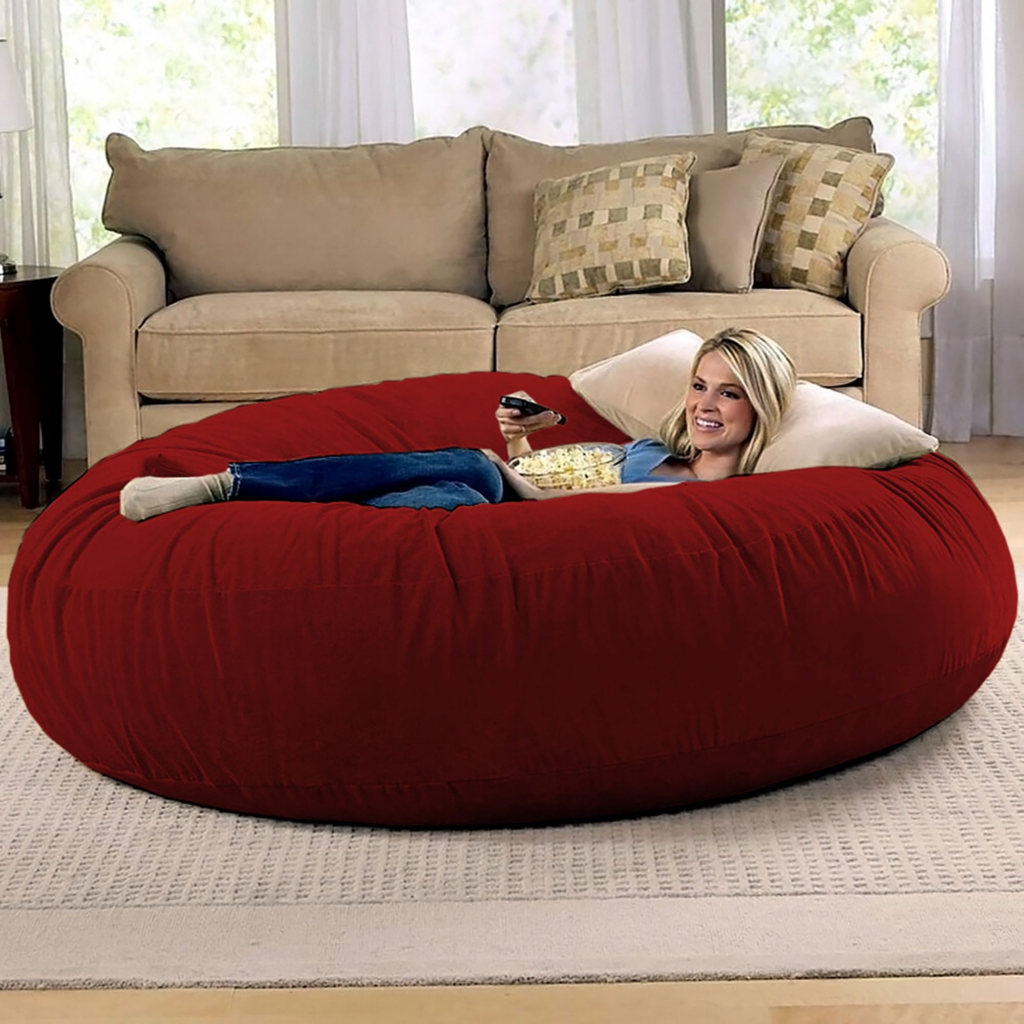 Chenille 6 Foot Jaxx Cocoon 3 in 1 Bean Bag Chair - Comfy Bean Bag Chairs