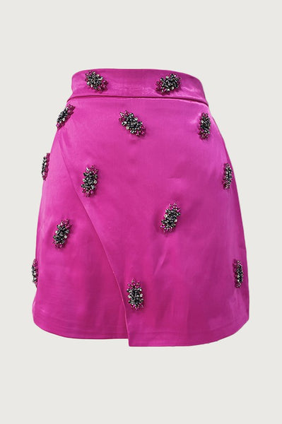jeweled satin wrap skirt hot pink (pre-order arriving soon!)